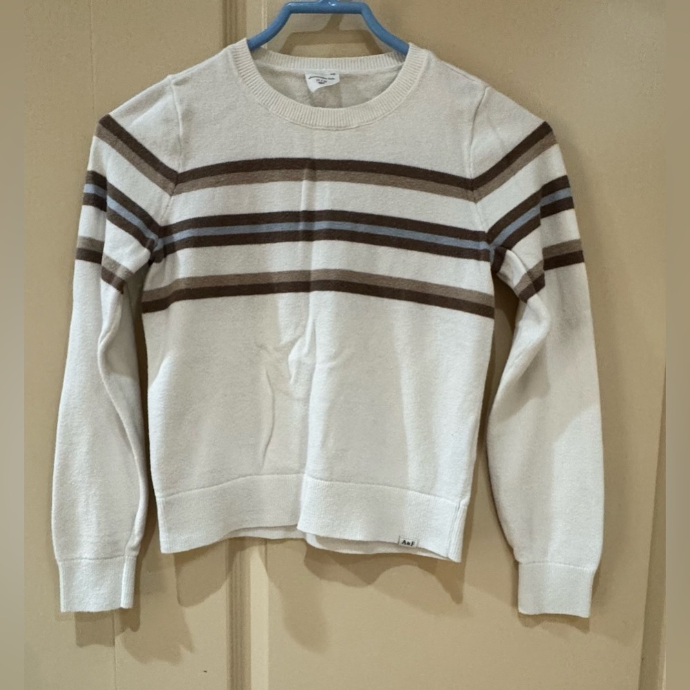 Abercrombie Kids Girl Cream and Brown Crewneck Sweater